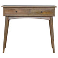 Oak 2-Drawer Hallway Console Table with Chestnut Finish