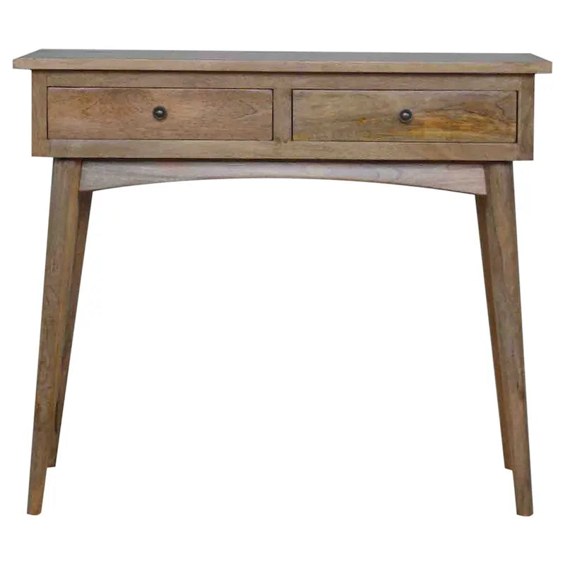 Oak 2-Drawer Hallway Console Table with Chestnut Finish