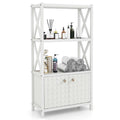Bathroom Storage Cabinet with Open Shelves and Double Doors