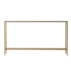 Mesa Consola em Vidro Espelhado Prateado, Pernas em Metal Dourado e Estilo Moderno – 56 C x 8 L x 30 A