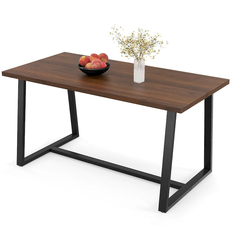 63" Large Dining Table for 4-6 People with Heavy-Duty Metal Frame