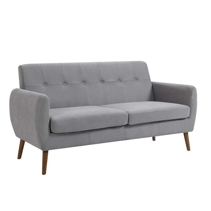 Small Fabric Loveseat Sofa Couch with Rubberwood Legs
