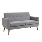 Pequeno Sofá Loveseat em Tecido com Pernas de Madeira de Borracha