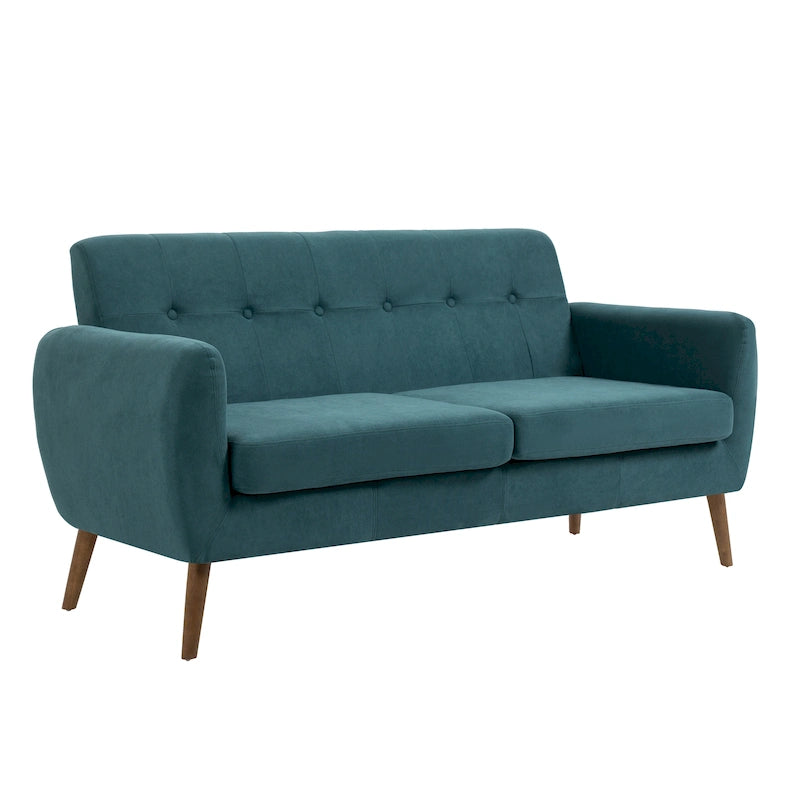 Small Fabric Loveseat Sofa Couch with Rubberwood Legs