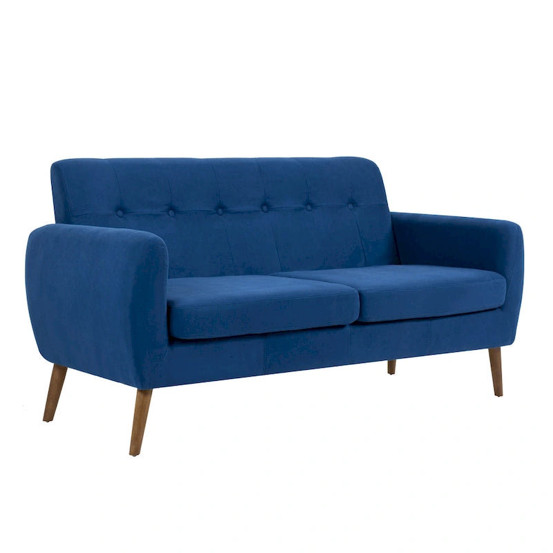 Small Fabric Loveseat Sofa Couch with Rubberwood Legs