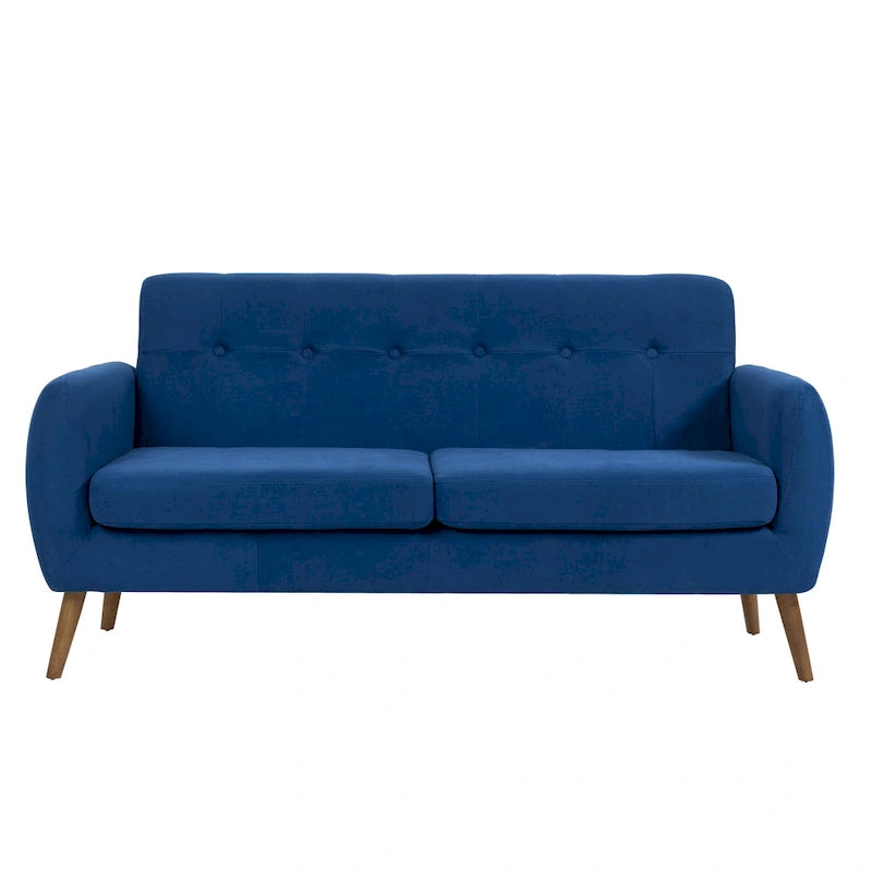 Small Fabric Loveseat Sofa Couch with Rubberwood Legs