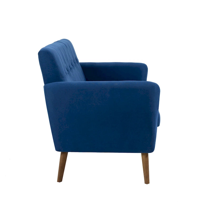 Small Fabric Loveseat Sofa Couch with Rubberwood Legs
