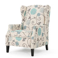 Wingback Pushback Recliner with Floral Upholstery and Nailhead Trim