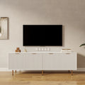 Modern Warm White TV Stand with 4 Drawers for 80-Inch TVs