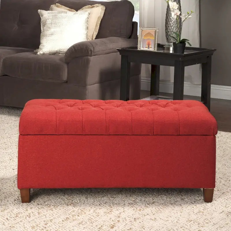 Copper Grove Bresse Button-tufted Cranberry Storage Bench
