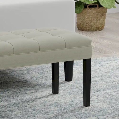 46.5" Button-Tufted Upholstered Bench with Solid Wood Legs