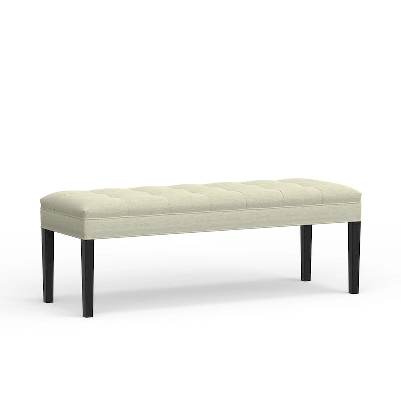 46.5" Button-Tufted Upholstered Bench with Solid Wood Legs