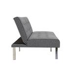 Sofá-Cama Futon Moderno de Meados do Século Estofado com Costas Divididas e Pernas Cromadas