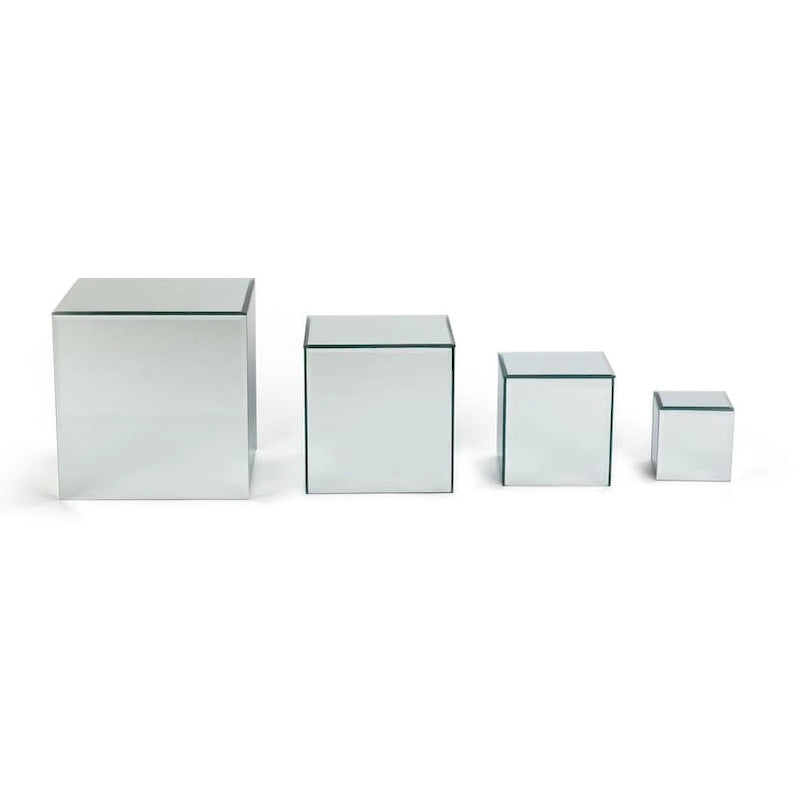 Square Glass Mirrored Riser Pedestals Set for Home Decor Display