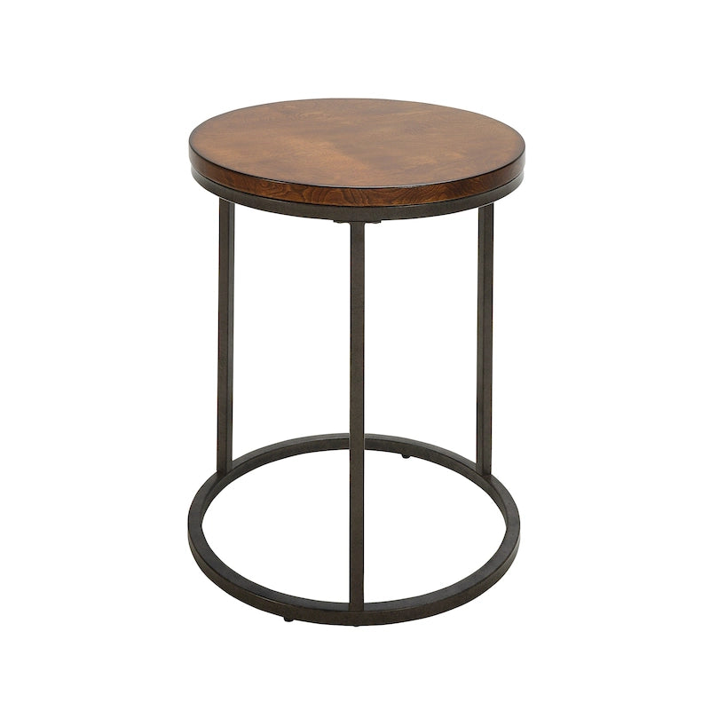 18 Round Top Accent Table - Chestnut/Industrial