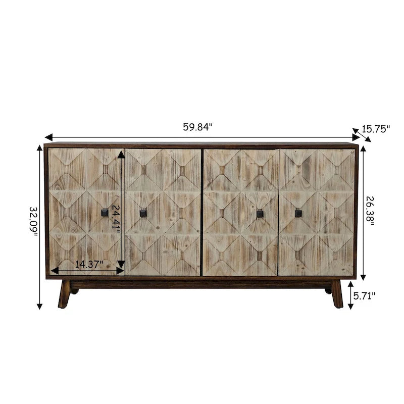 59.84" 4-Door Vintage Freestanding Sideboard Buffet Cabinet