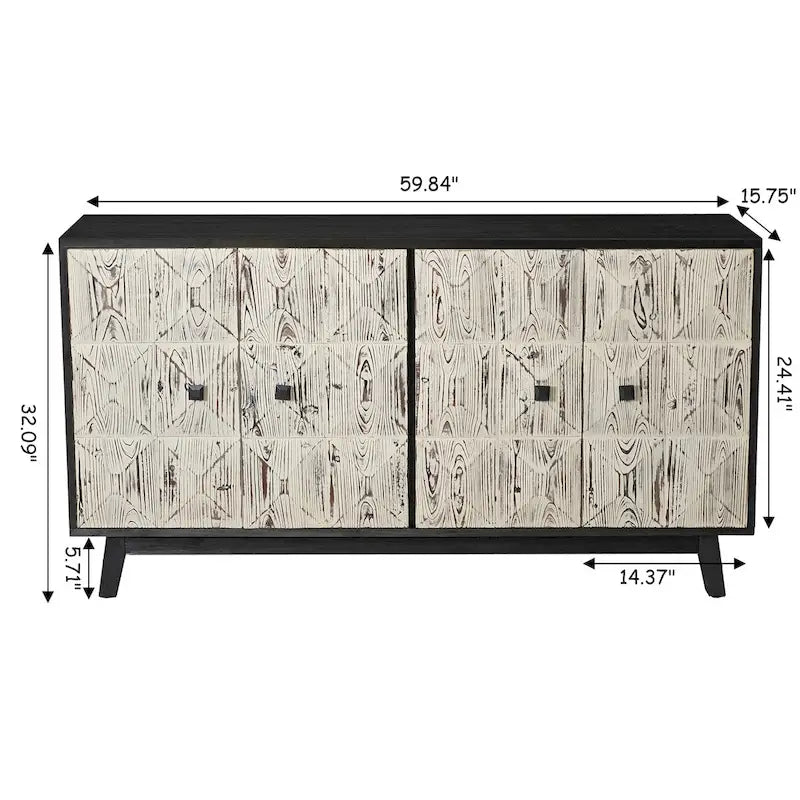 59.84" 4-Door Vintage Freestanding Sideboard Buffet Cabinet