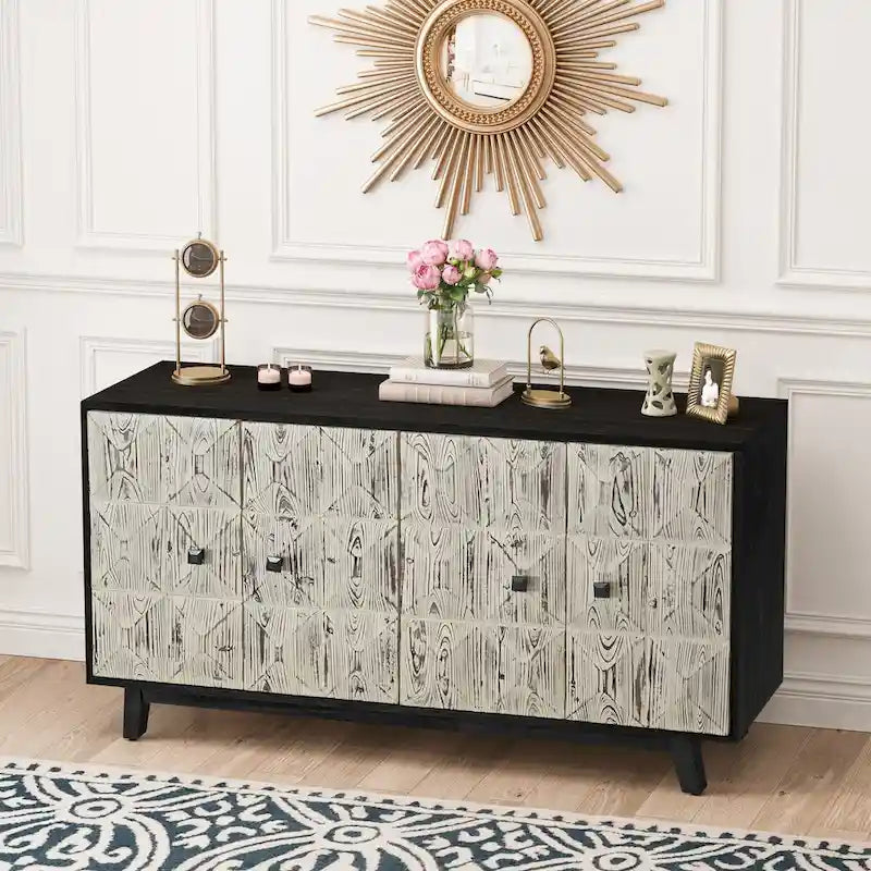 59.84" 4-Door Vintage Freestanding Sideboard Buffet Cabinet