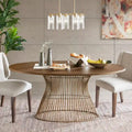 Mid-Century Modern Bronze Oval Dining Table Seats 6 People