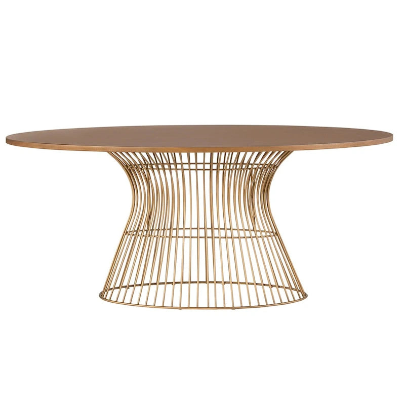 Mid-Century Modern Bronze Oval Dining Table Seats 6 People