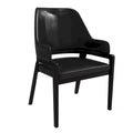 Leather Dining Chair with Curved Open Back and Rubberwood Legs