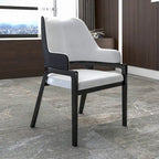 Ethora Leather Dining Chair with Curved Open Back and Rubberwood Legs